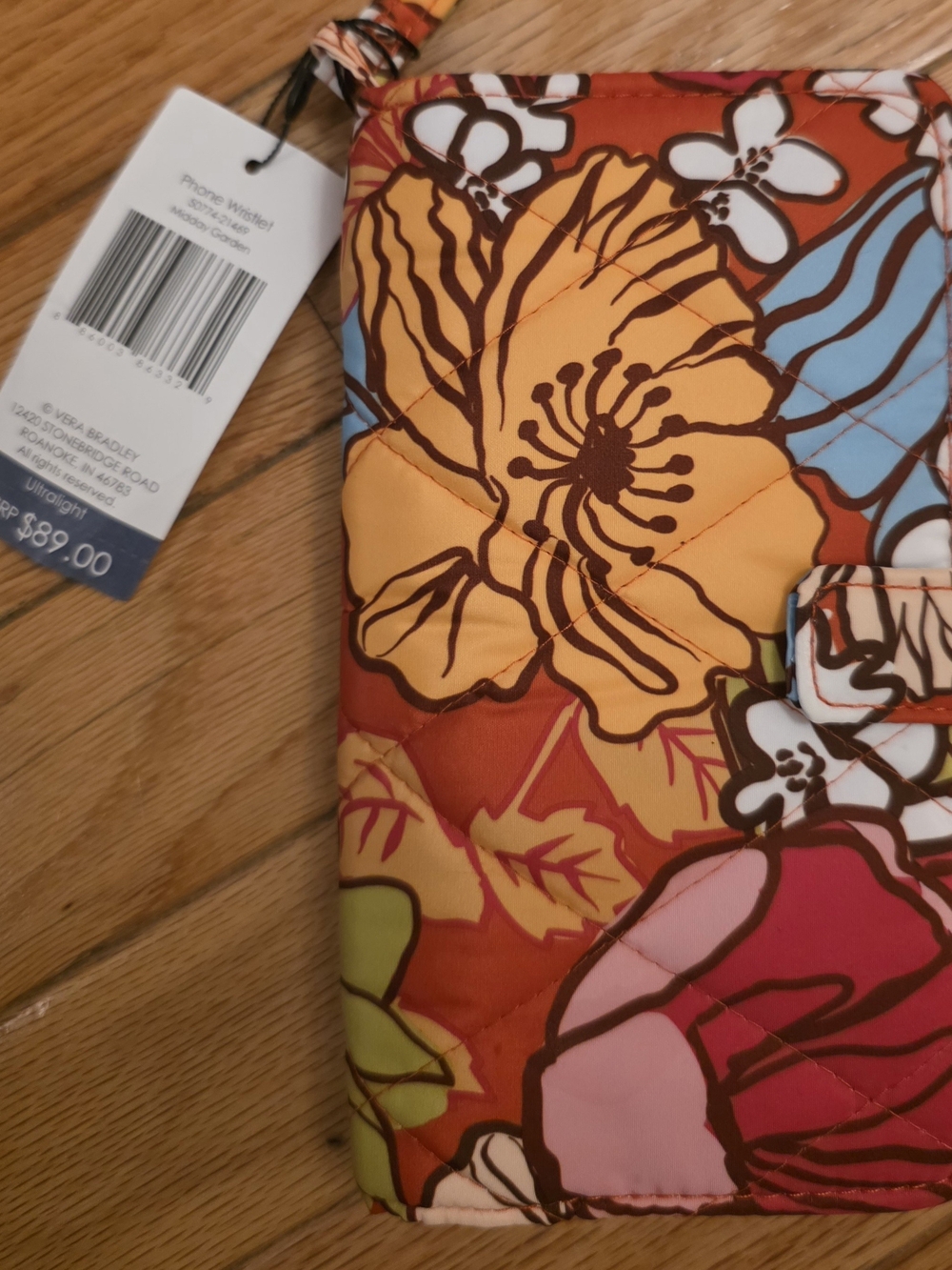 Nwt Vera Bradley Orange Pink Floral Quilted Phone Wristlet